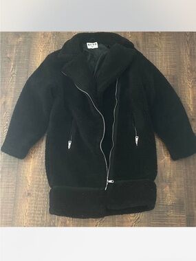 NA-KD Black Faux Shearling Teddy Jacket